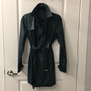 NWT Emerald Green Vegan Leather Trench coat